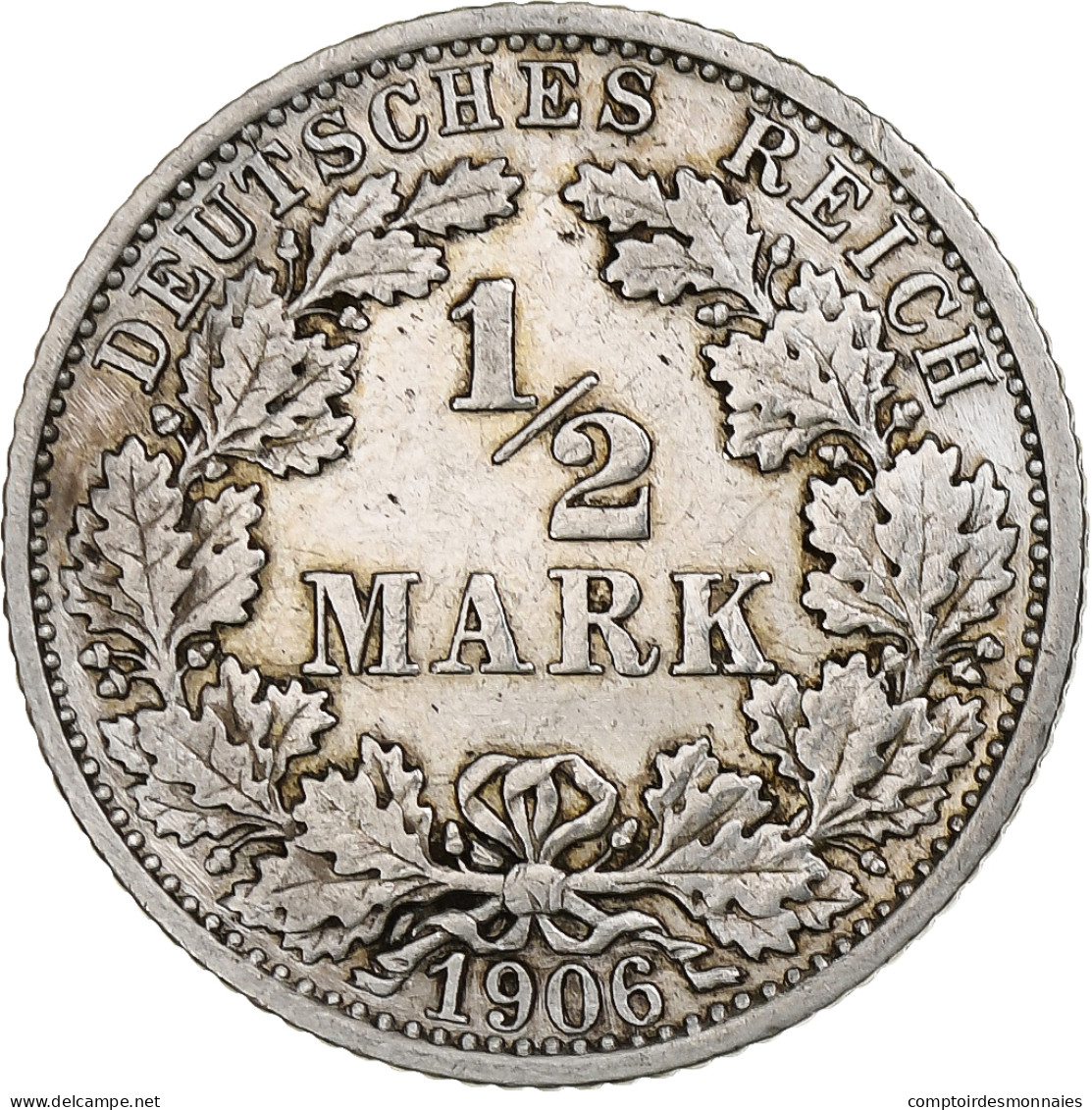 Empire Allemand, 1/2 Mark, 1906, Stuttgart, Argent, TTB+, KM:17 - 1/2 Mark