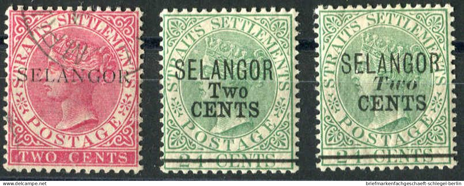Malaiische Staaten Selangor, 1885, 7 V, 9 II, III, Ungebraucht, ... - Altri - Asia