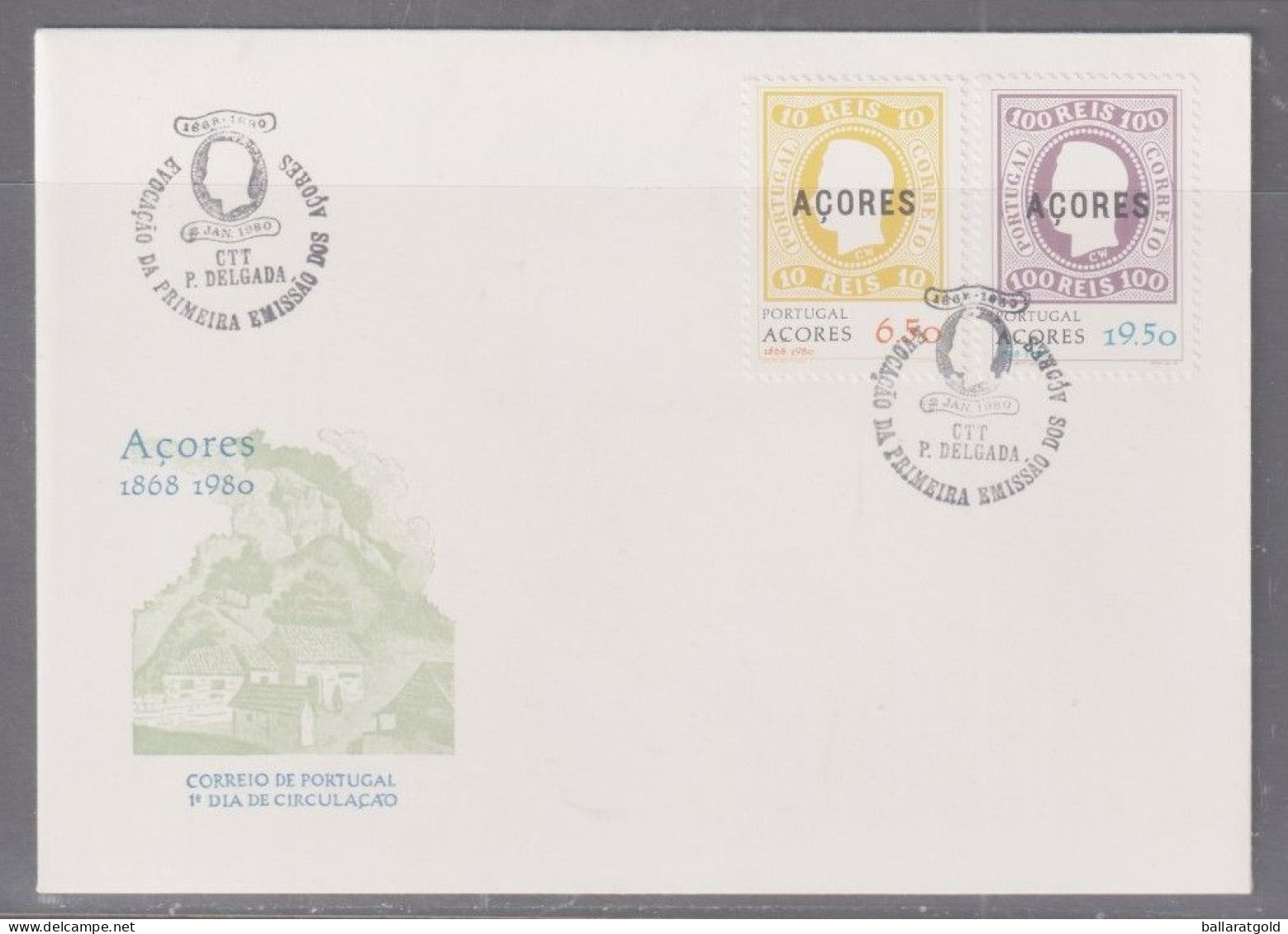 Portugal Azores 1980 First Stamps Overprinted First Day Cover - Brieven En Documenten