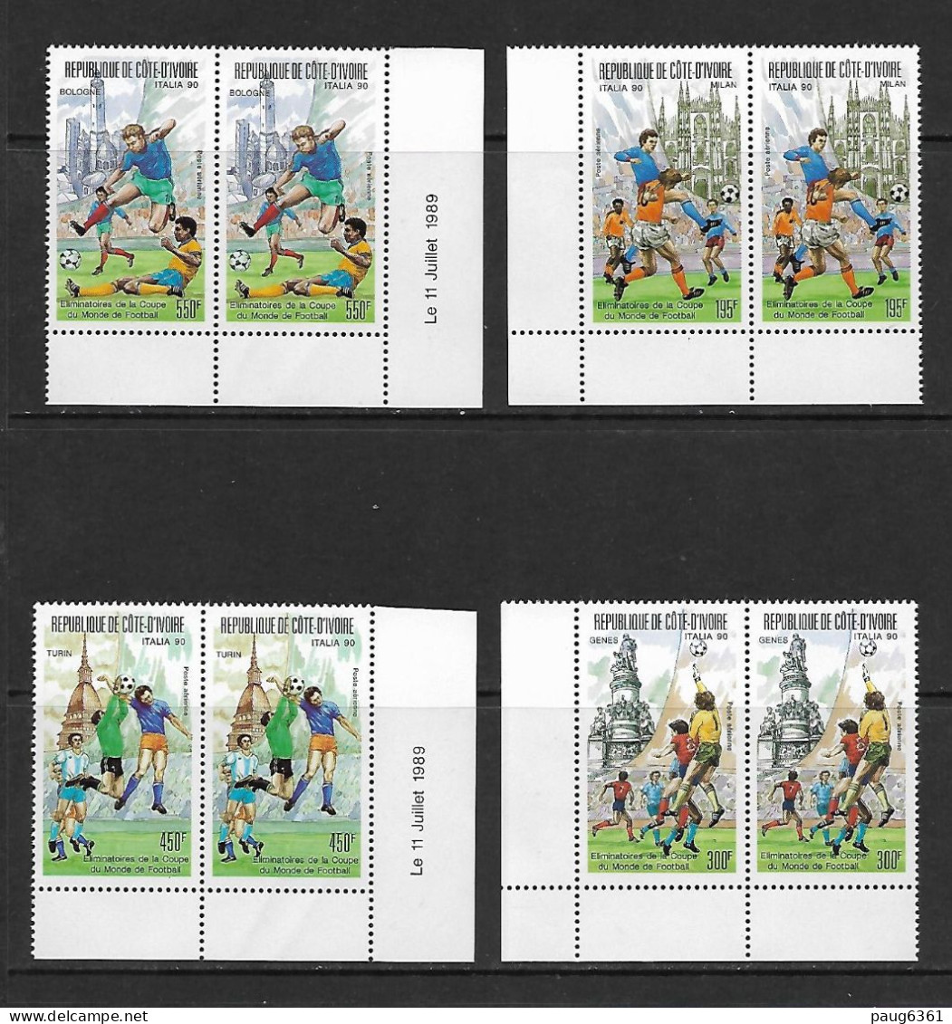 COTE D'IVOIRE 1989 FOOTBALL YVERT N°PA121/124 PAIRE   NEUF MNH** - 1990 – Italien