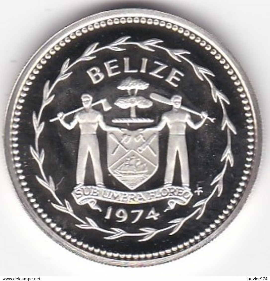 Belize 50 Cents 1974 , Oiseau, En Argent,  Silver PROOF, UNC, KM# 42a - Belize