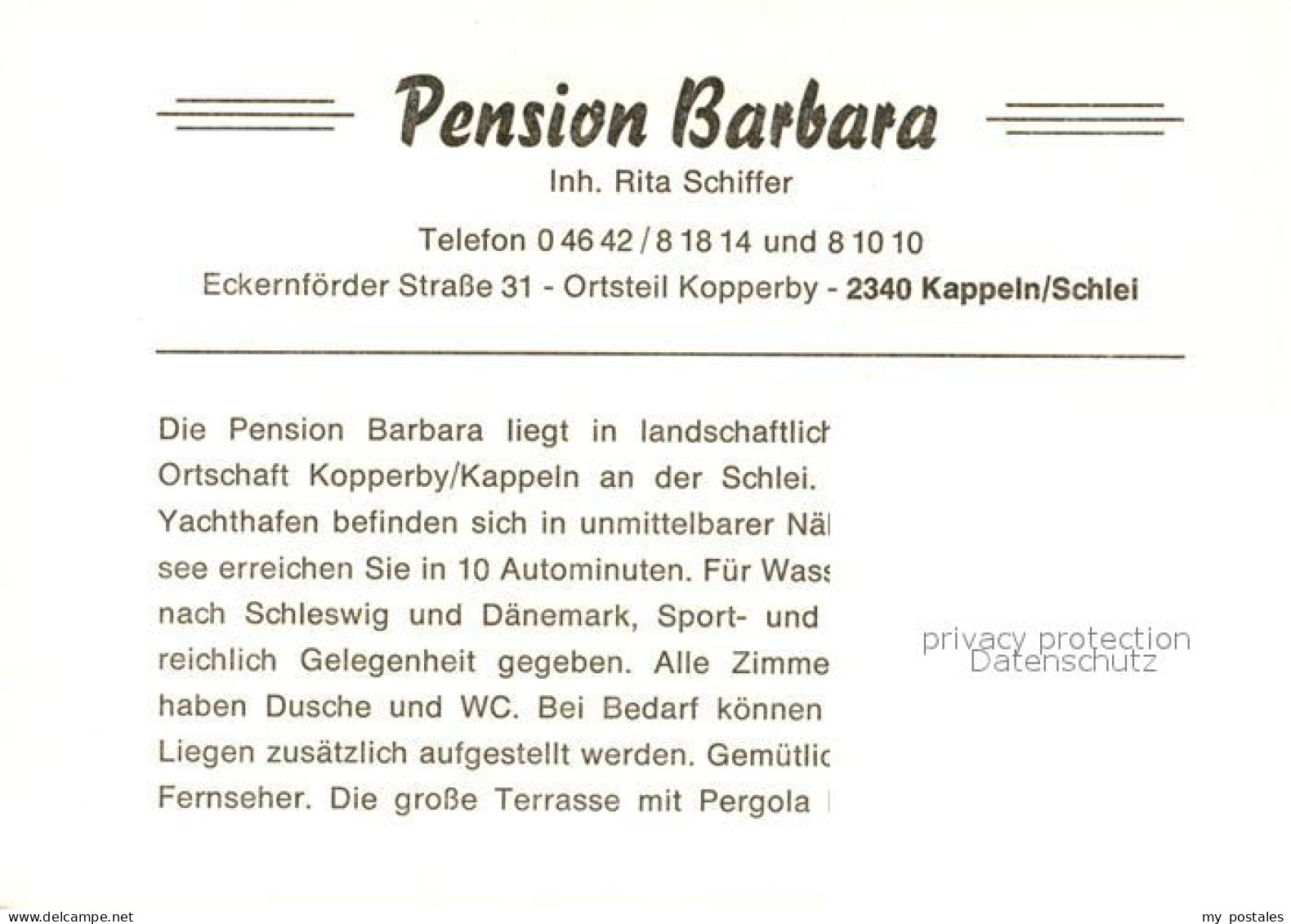 73086824 Kappeln Schlei Pension Barbara Ellenberg - Kappeln / Schlei