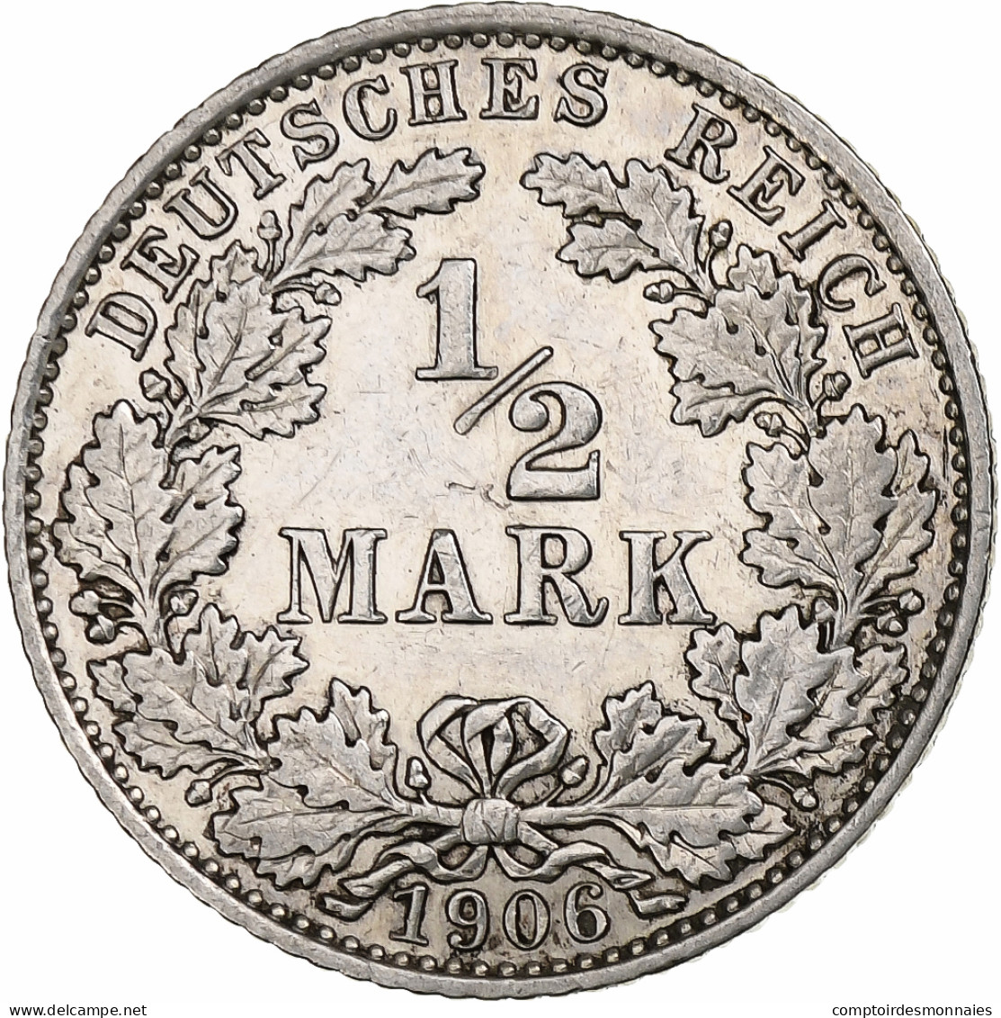 Empire Allemand, 1/2 Mark, 1906, Muldenhütten, Argent, TTB+, KM:17 - 1/2 Mark