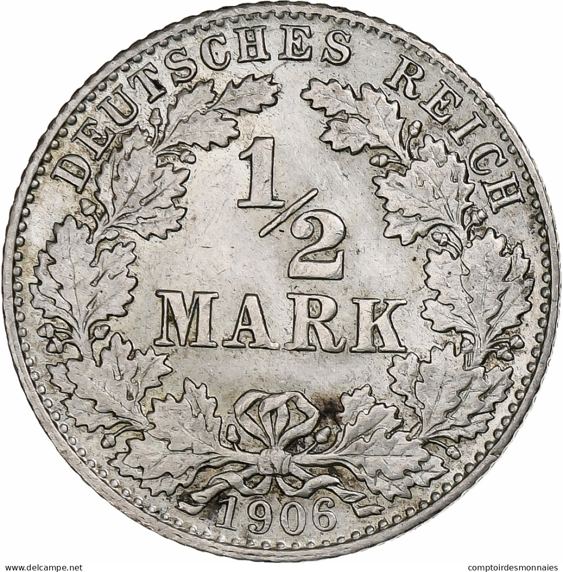 Monnaie, GERMANY - EMPIRE, 1/2 Mark, 1906, Munich, TB+, Argent, KM:17 - 1/2 Mark