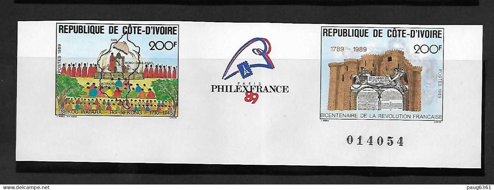 COTE D'IVOIRE 1989  SEKOU WATARA ET REVOLUTION FRANCAISE YVERT N°832A NON DENTELE  NEUF MNH** - Rivoluzione Francese