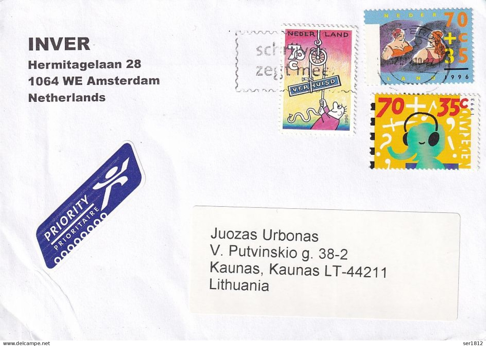 Netherlands 2010 Postal Cover Lithuania Kauans - Cartas & Documentos
