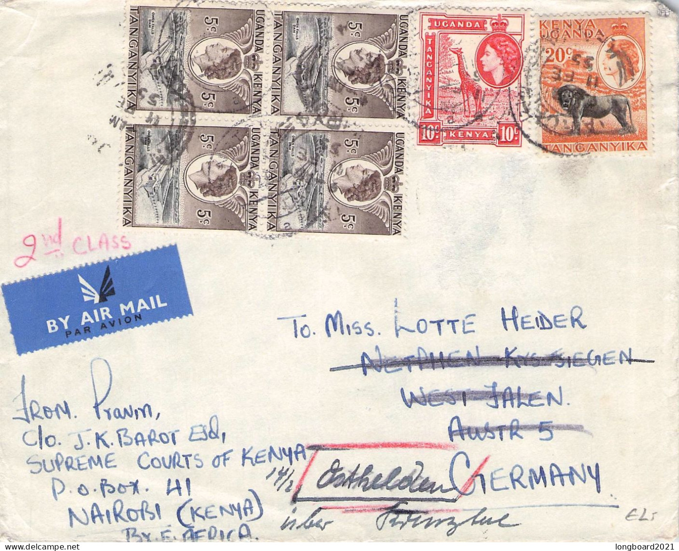 KENYA, UGANDA, TANGANYIKA - AIRMAIL 1955 - GERMANY / 5108 - Kenya, Oeganda & Tanganyika