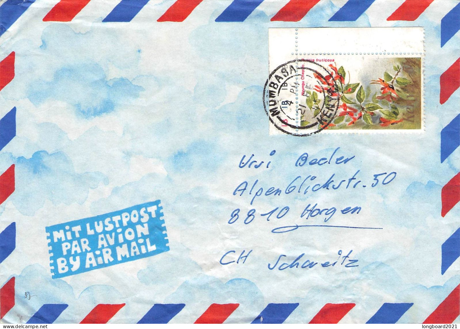 KENYA - AIRMAIL 1985 MOMBASA - HORGEN/CH / 5112 - Kenya (1963-...)