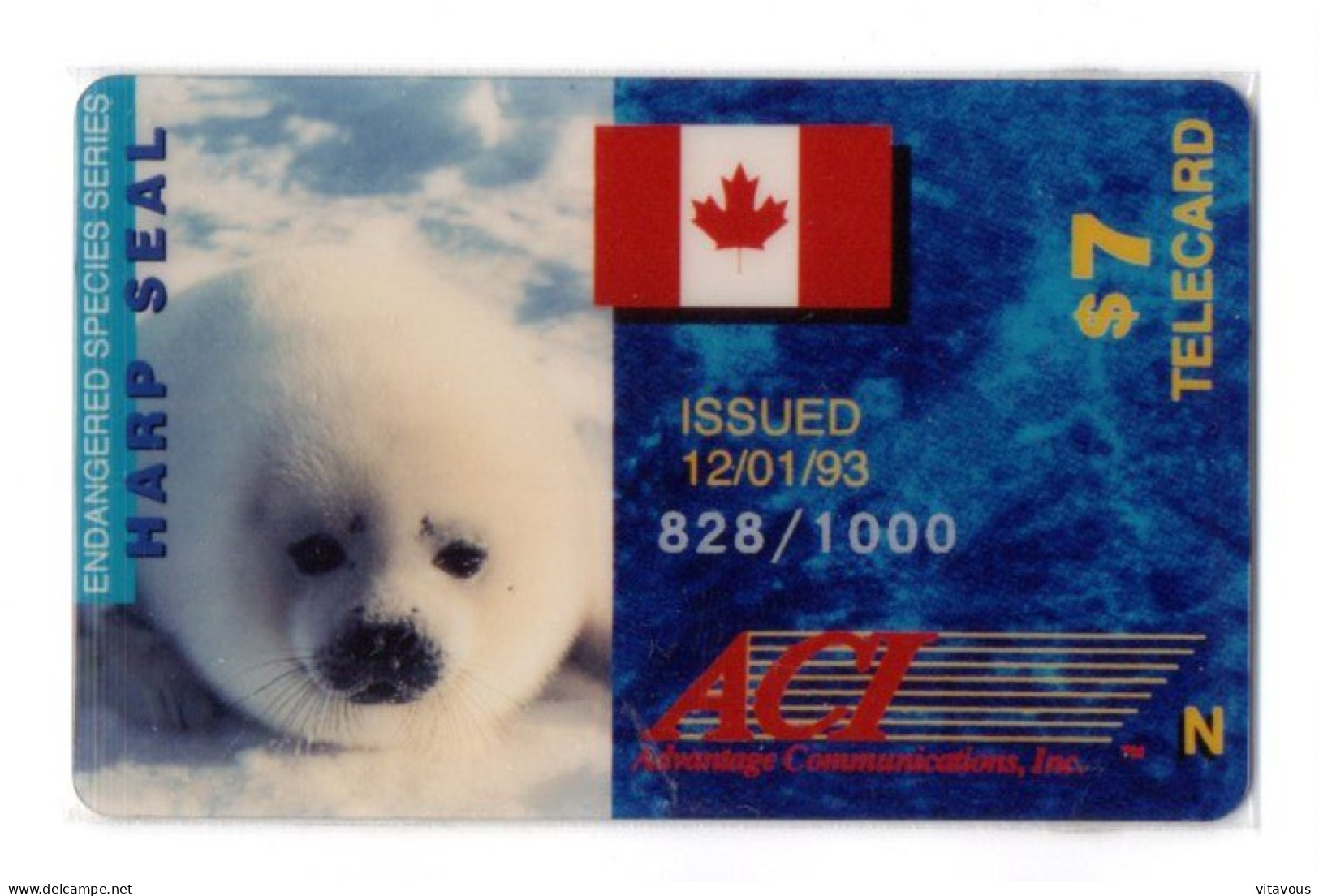 Canada Phoque Carte Prépayée USA Etats-Unis Canada Card ( D 1003) - Canada