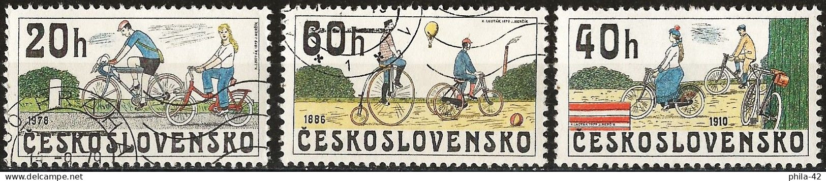 Czechoslovakia 1979 - Mi 2522/24 - YT 2350/52 ( Old Bicycles ) - Vélo