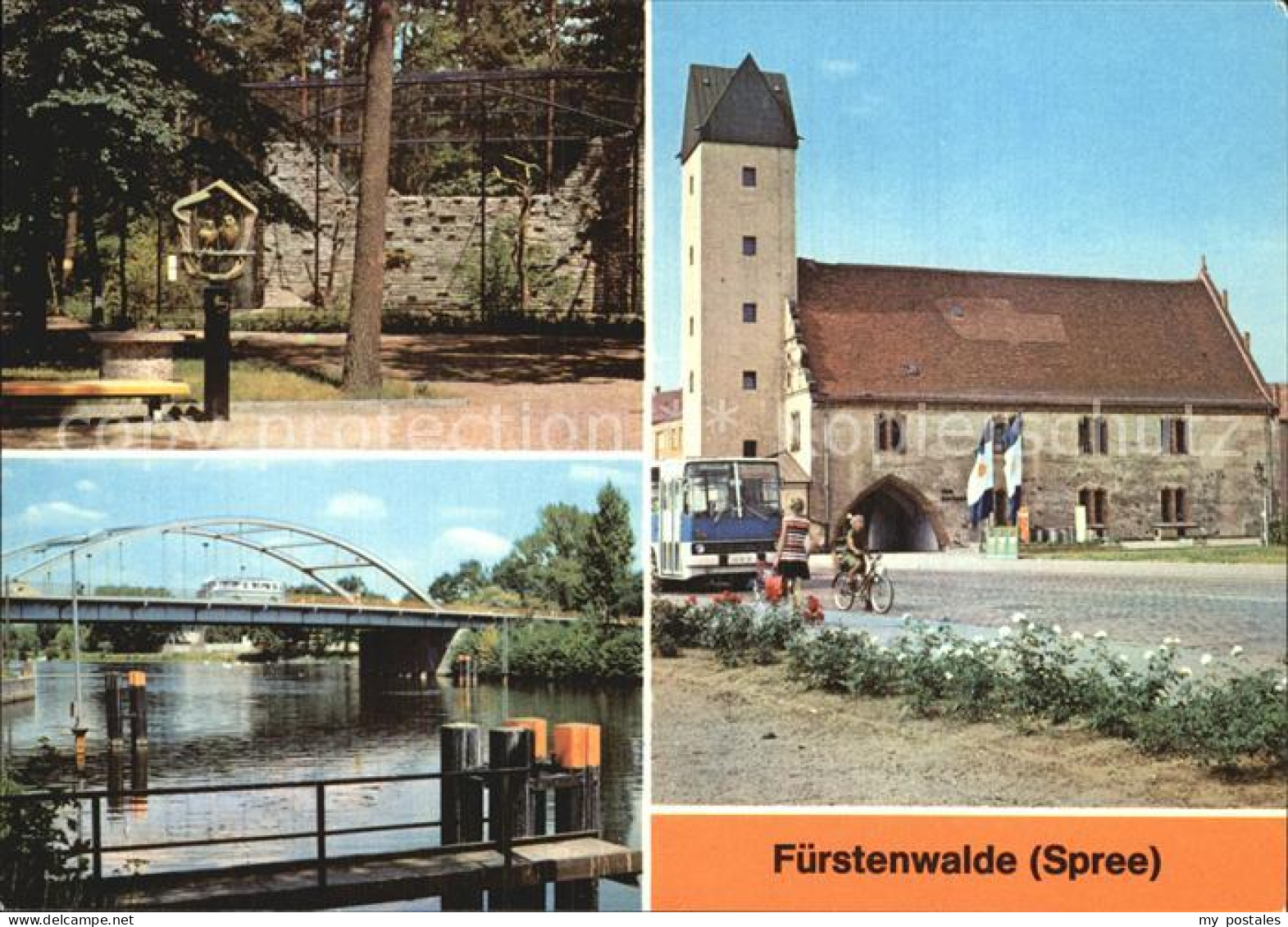 72578923 Fuerstenwalde Spree Heimattiergarten Thaelmann-Pioniere-Bruecke Rathaus - Fürstenwalde