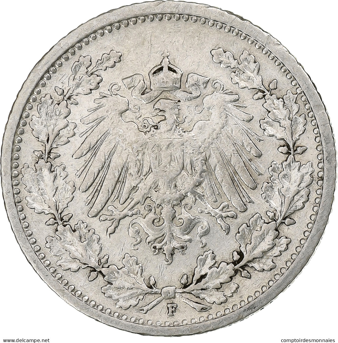 Monnaie, GERMANY - EMPIRE, 1/2 Mark, 1906, Stuttgart, TB+, Argent, KM:17 - 1/2 Mark