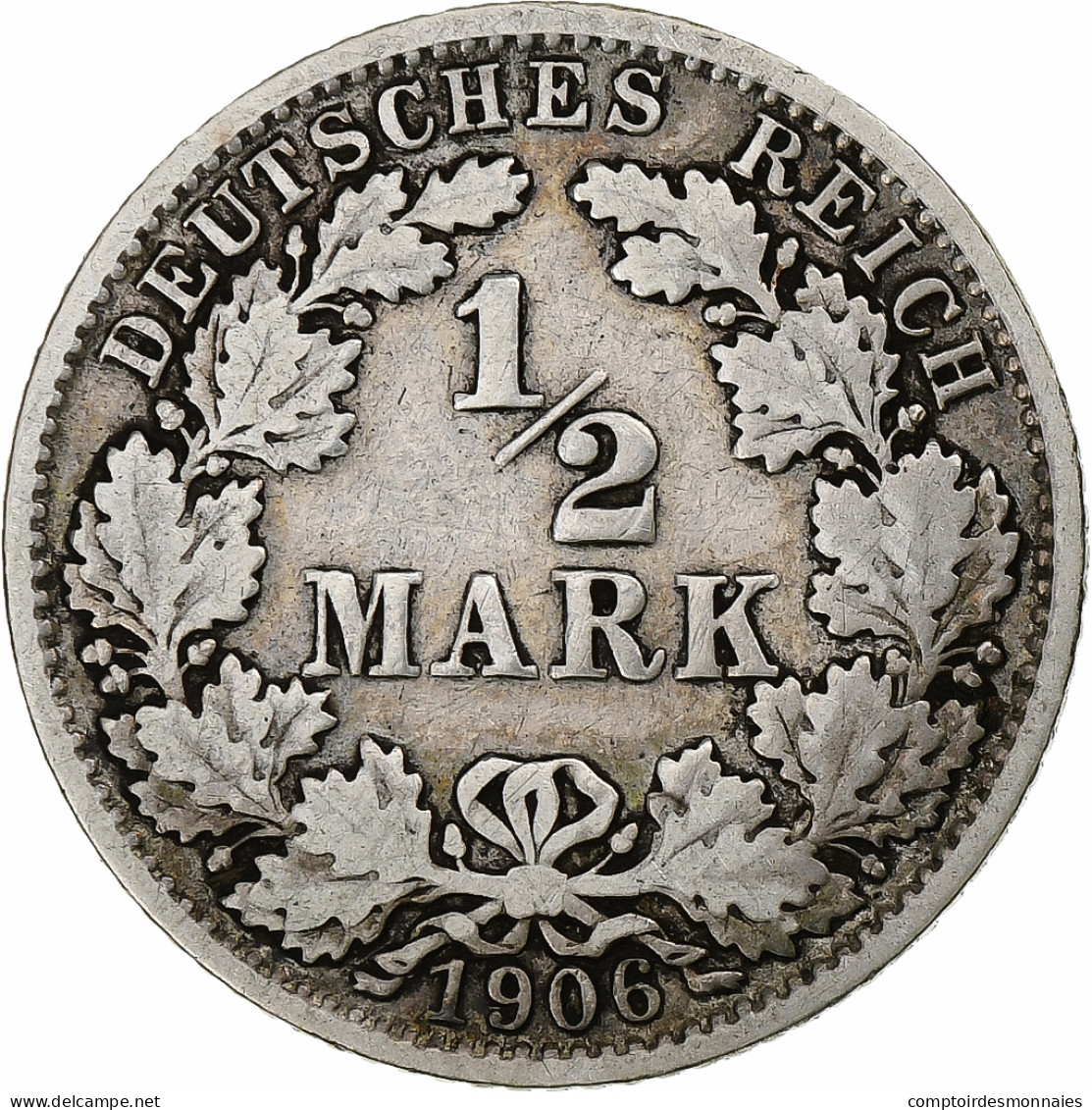 Empire Allemand, 1/2 Mark, 1906, Hambourg, Argent, TB+, KM:17 - 1/2 Mark