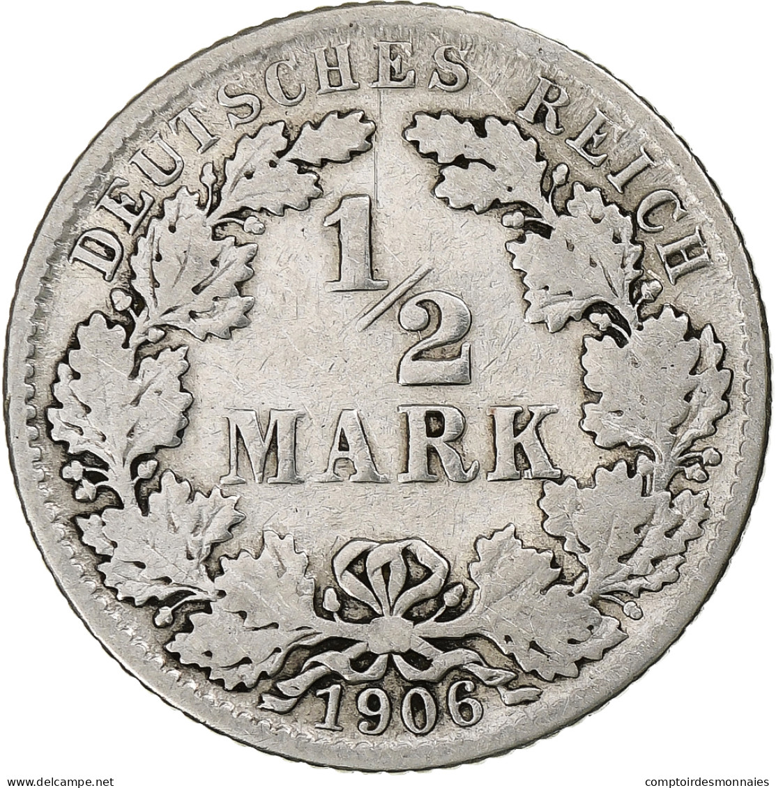 Empire Allemand, 1/2 Mark, 1906, Hambourg, Argent, TB+, KM:17 - 1/2 Mark