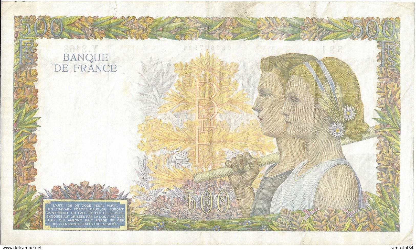 FRANCE - 500 Francs La Paix 31-7-1941 (Y.3468) - 500 F 1940-1944 ''La Paix''