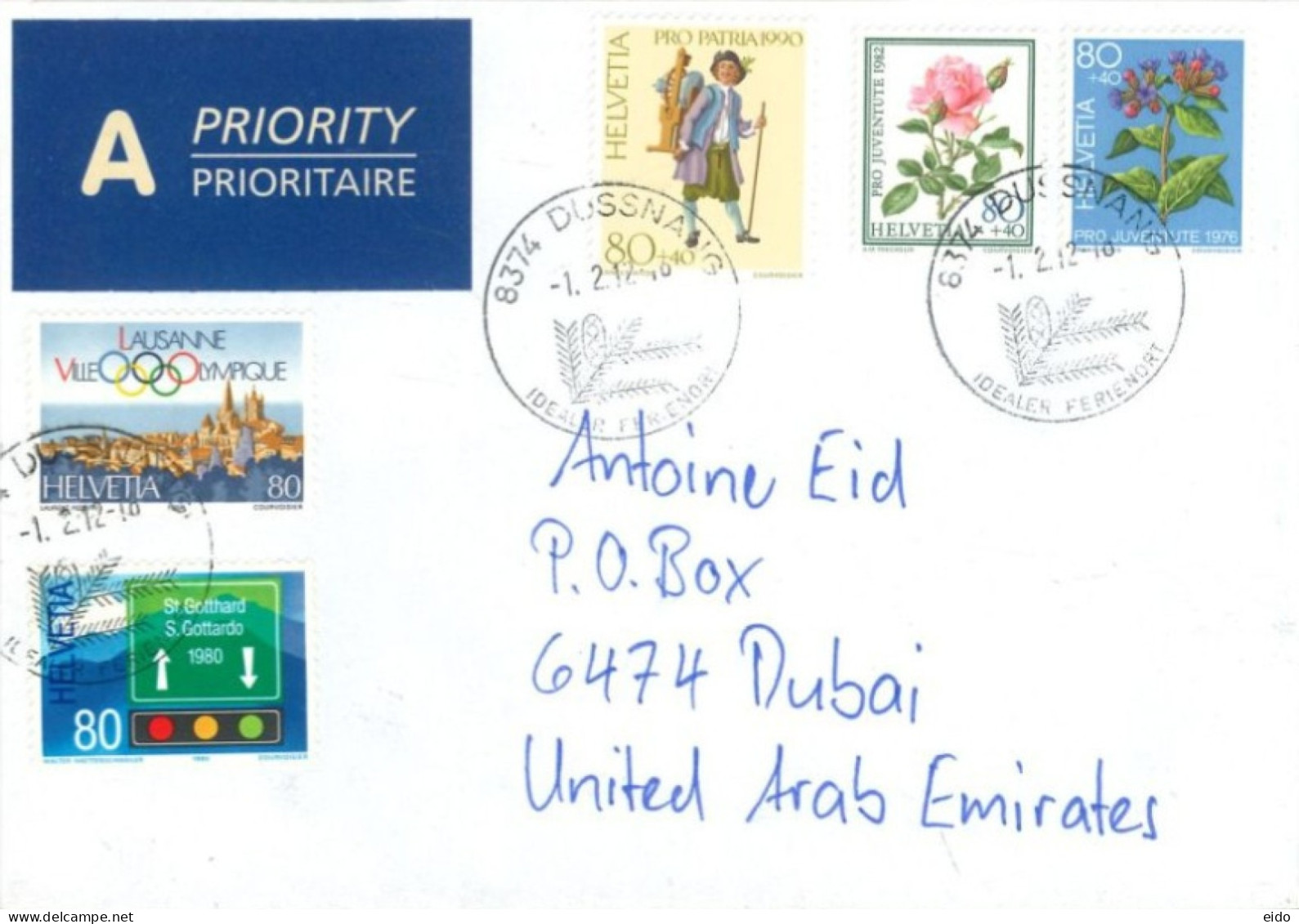 SWITZERLAND.  - 2016, STAMPS COVER TO DUBAI. - Lettres & Documents