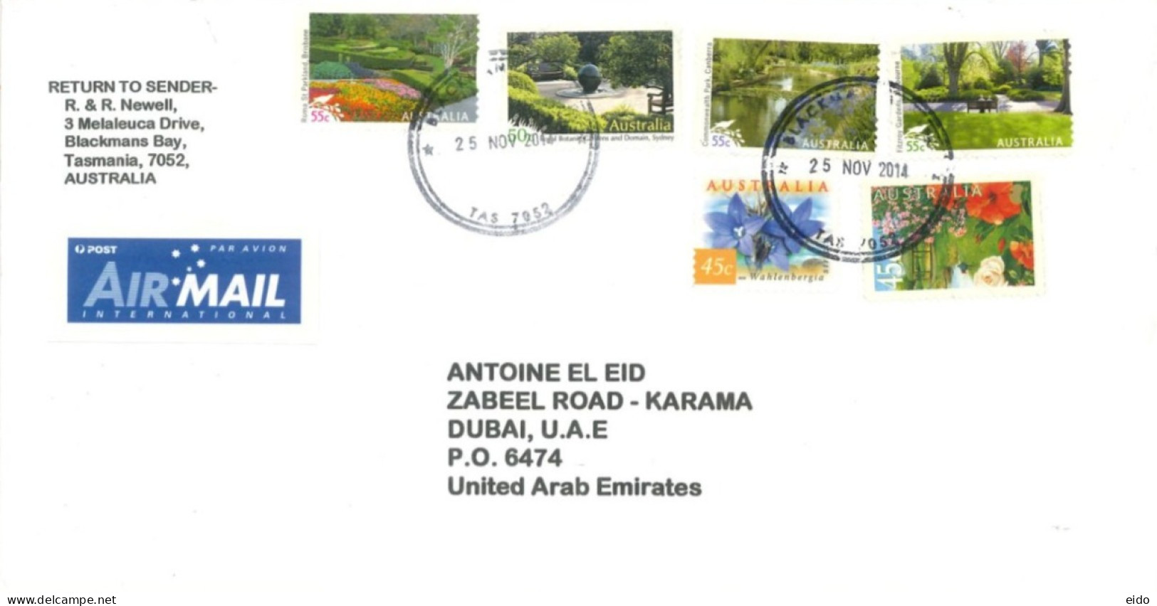 AUSTRALIA.  - 2014, STAMPS COVER TO DUBAI. - Covers & Documents
