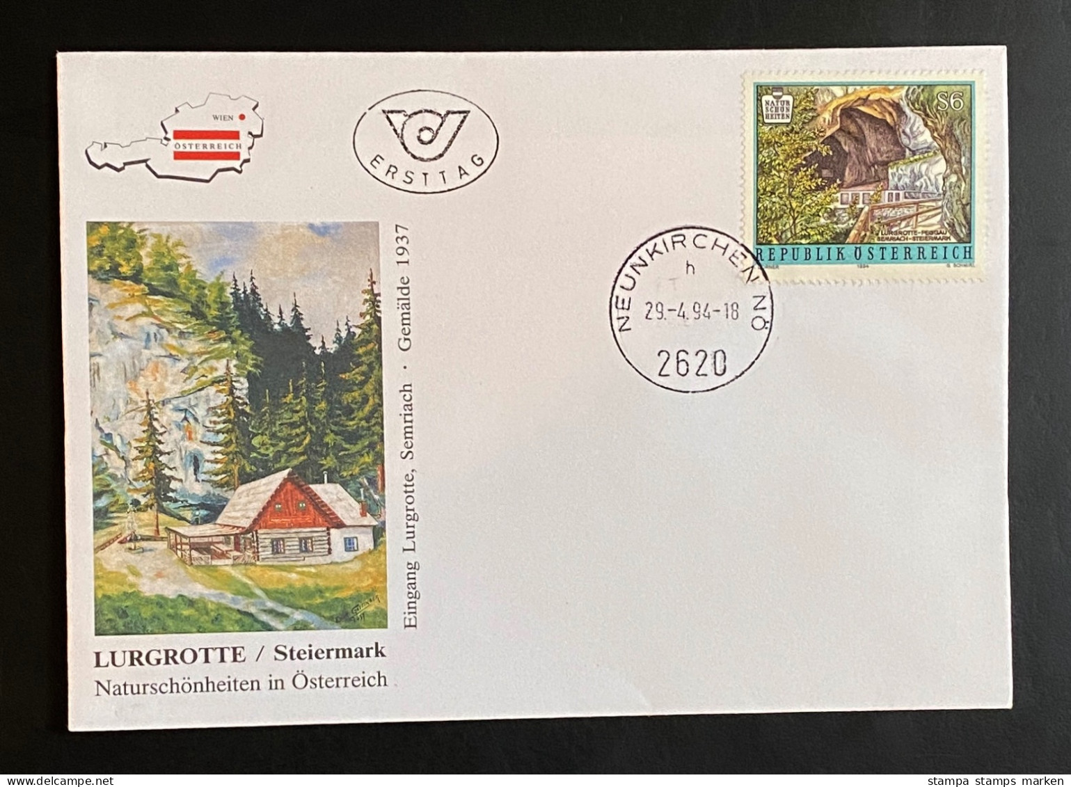 Österreich 1994 Naturschönheiten Mi. 2123 FDC Schmuckkuvert Ortsstempel NEUNKIRCHEN - Brieven En Documenten