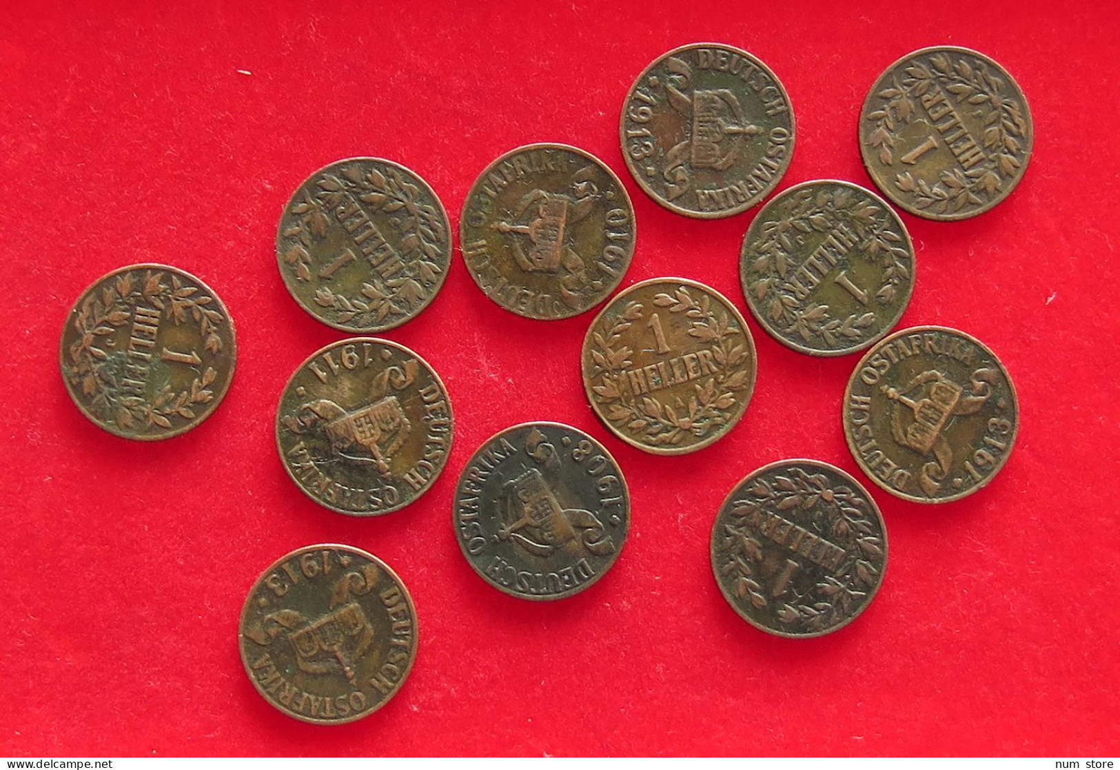 COLLECTION LOT GERMANY EAST AFRICA 1 HELLER 12PC 40G #xx40 1030 - Africa Orientale Tedesca