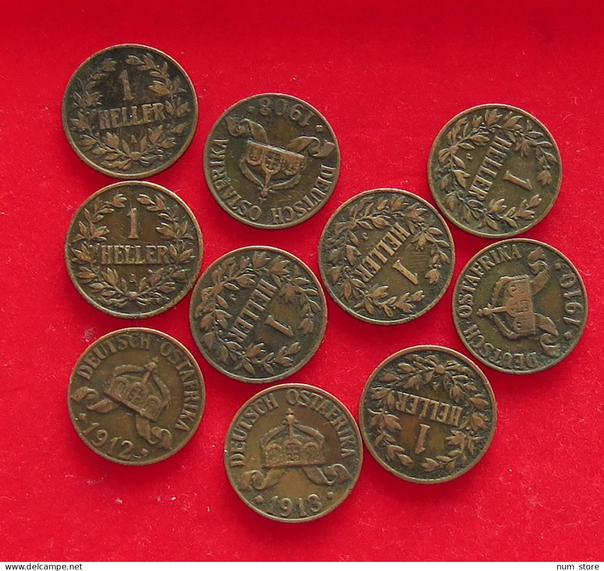 COLLECTION LOT GERMANY EAST AFRICA 1 HELLER 10PC 40G #xx40 1022 - Afrique Orientale Allemande