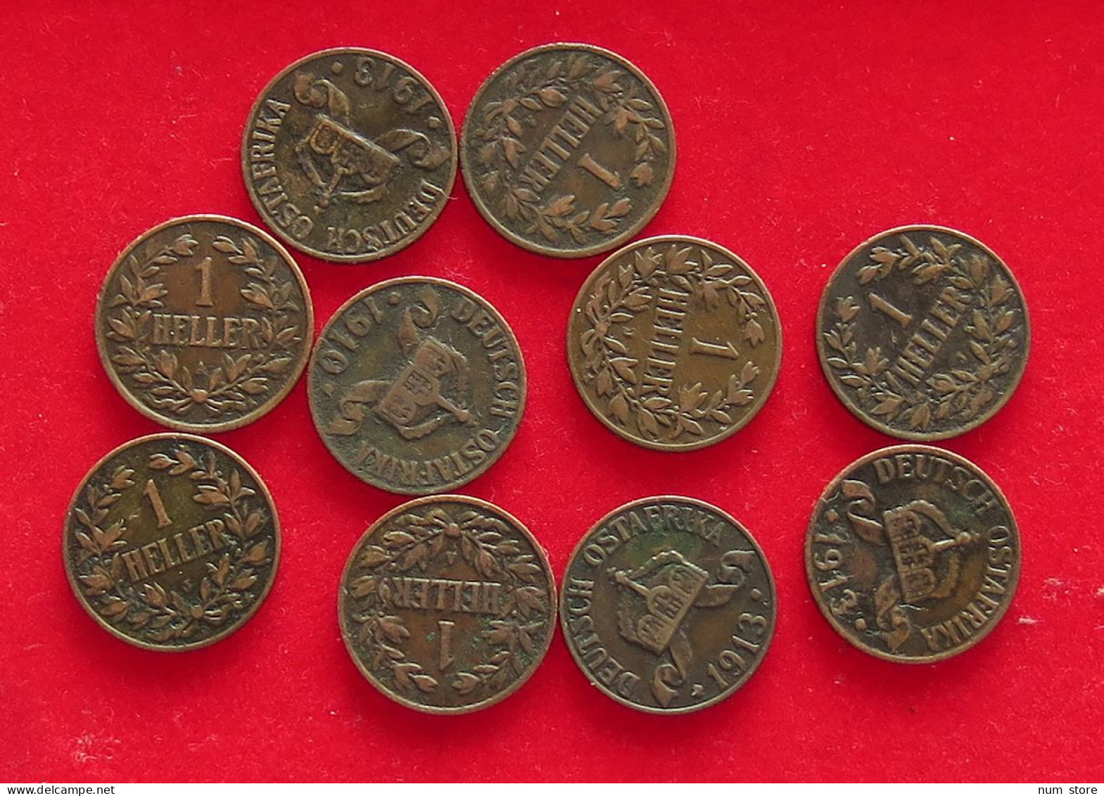 COLLECTION LOT GERMANY EAST AFRICA 1 HELLER 10PC 40G #xx40 1021 - África Oriental Alemana