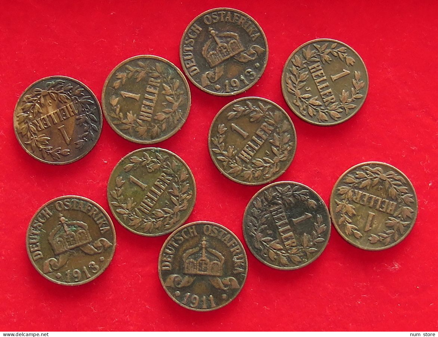 COLLECTION LOT GERMANY EAST AFRICA 1 HELLER 10PC 40G #xx40 1024 - África Oriental Alemana