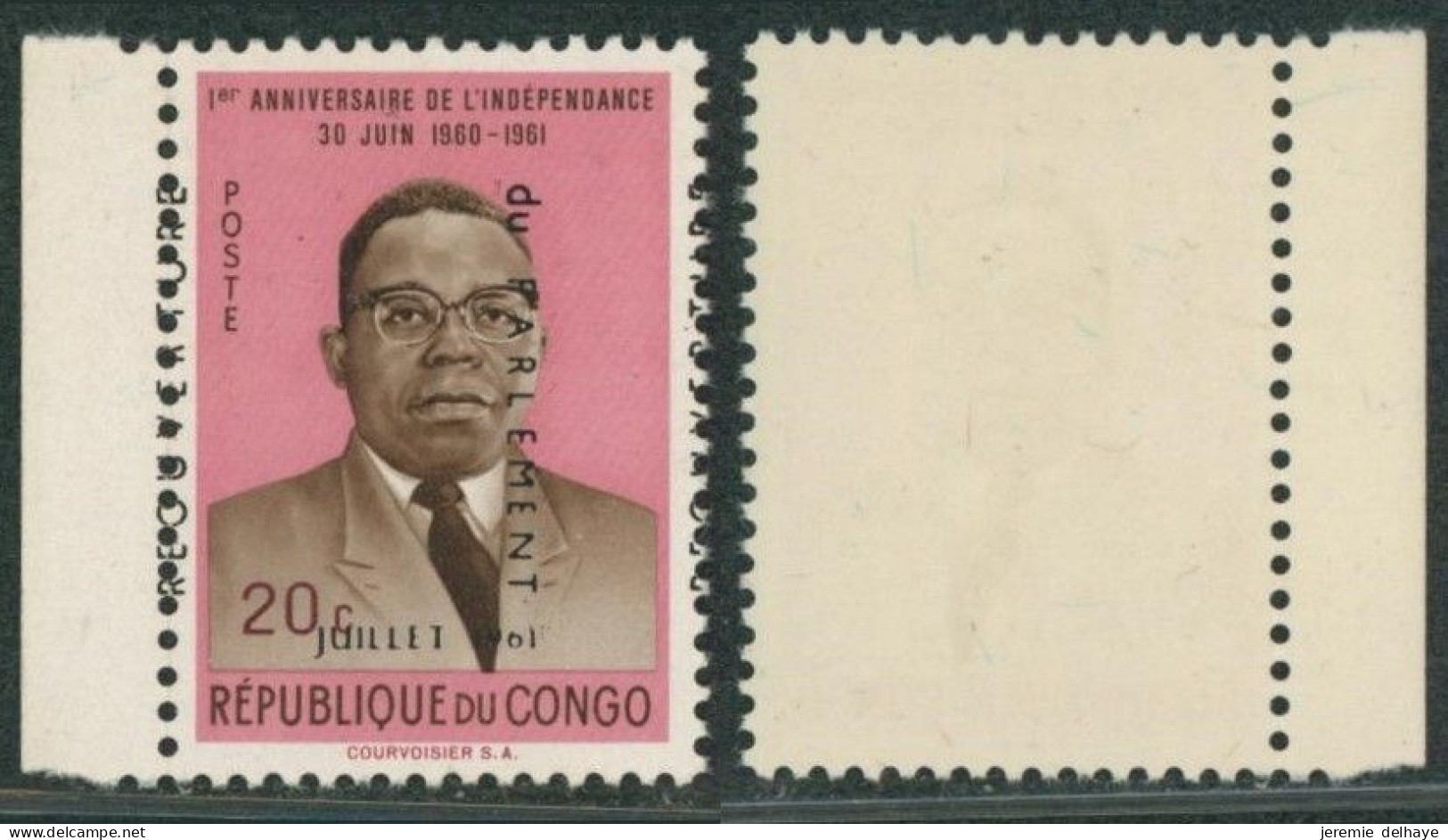 République Du Congo - N°446** + Curiosité : Variété De Surcharge, Déplacée. - Nuevos