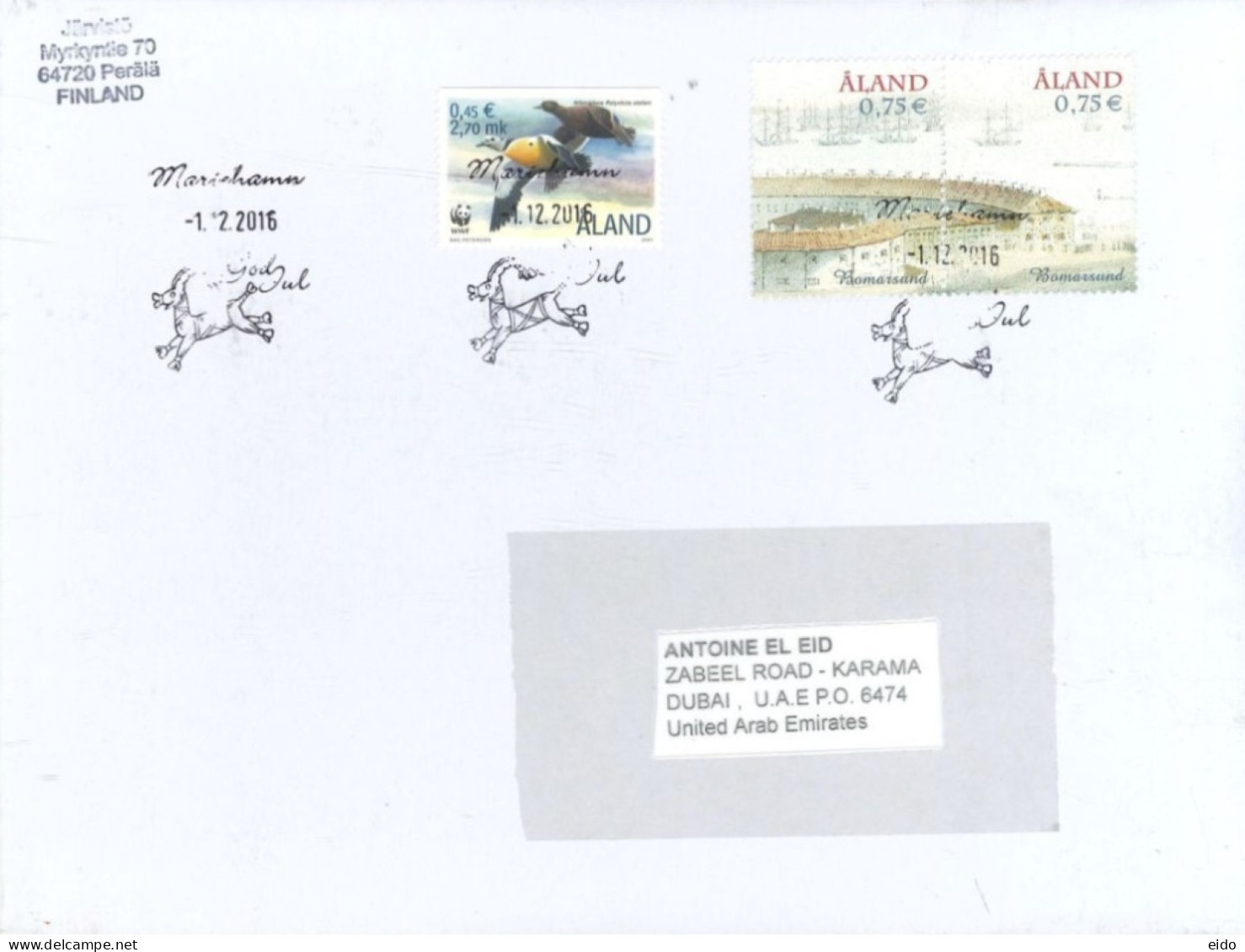 FINLAND  - 2016, STAMPS COVER TO DUBAI. - Briefe U. Dokumente