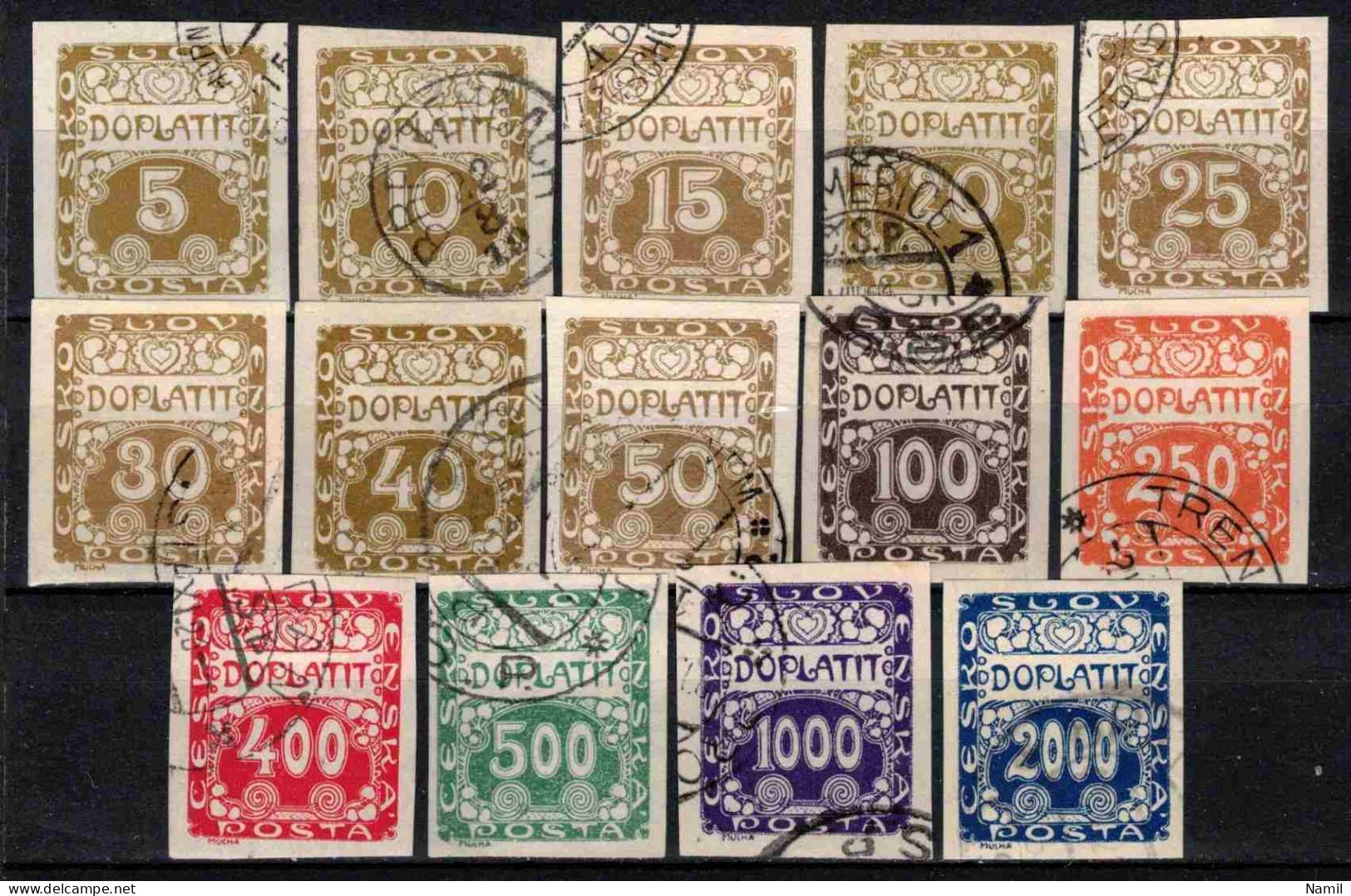 Tchécoslovaquie 1919 Mi P 1-14 (Yv TT 1-14), Obliteré, - Used Stamps