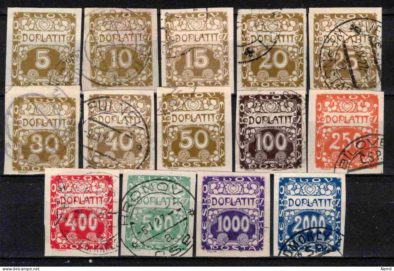 Tchécoslovaquie 1919 Mi P 1-14 (Yv TT 1-14), Obliteré, - Used Stamps