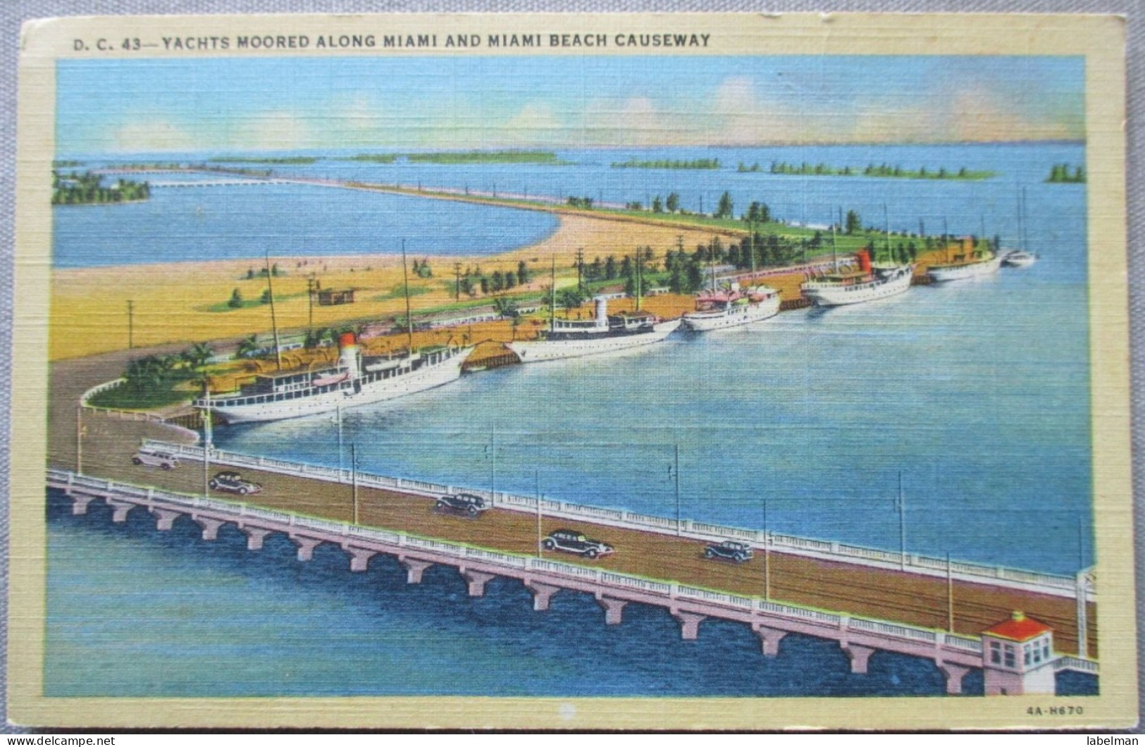 USA UNITED STATES FLORIDA MIAMI BEACH CAUSEWAY YACHTS MOORED POSTCARD CARTE POSTALE ANSICHTSKARTE CARTOLINA POSTKARTE - Atlanta