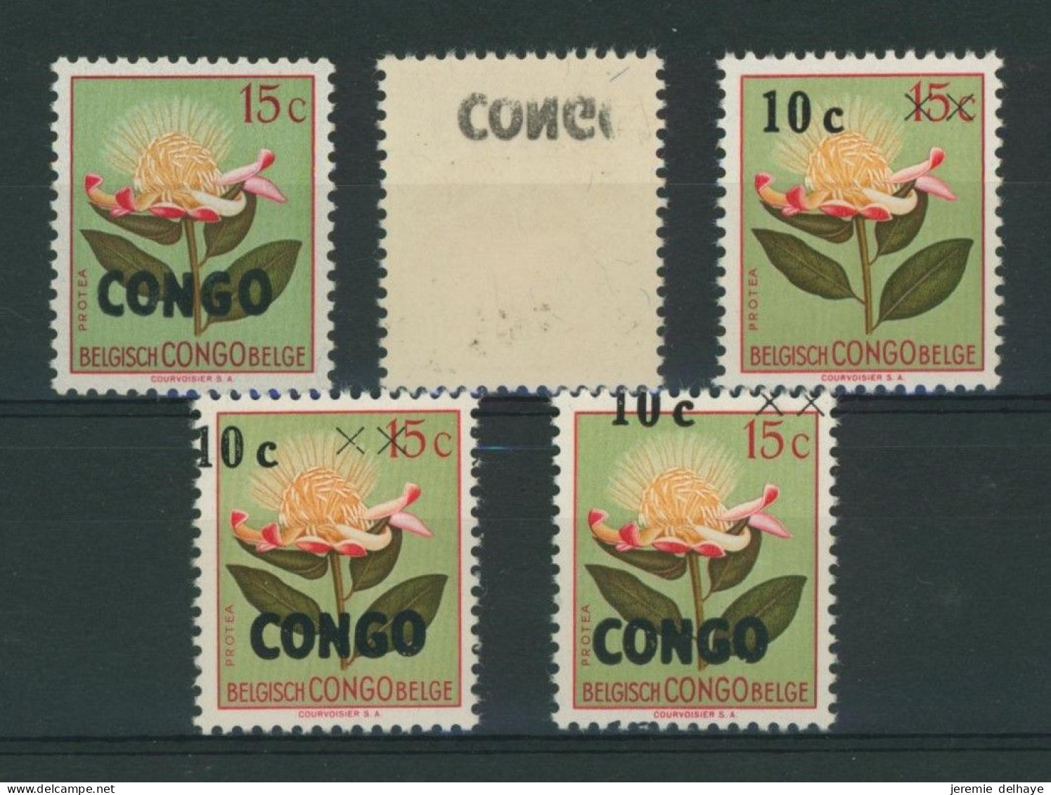République Du Congo - N°383 X5** + Variété De Surcharge. Voir Desciption - Unused Stamps