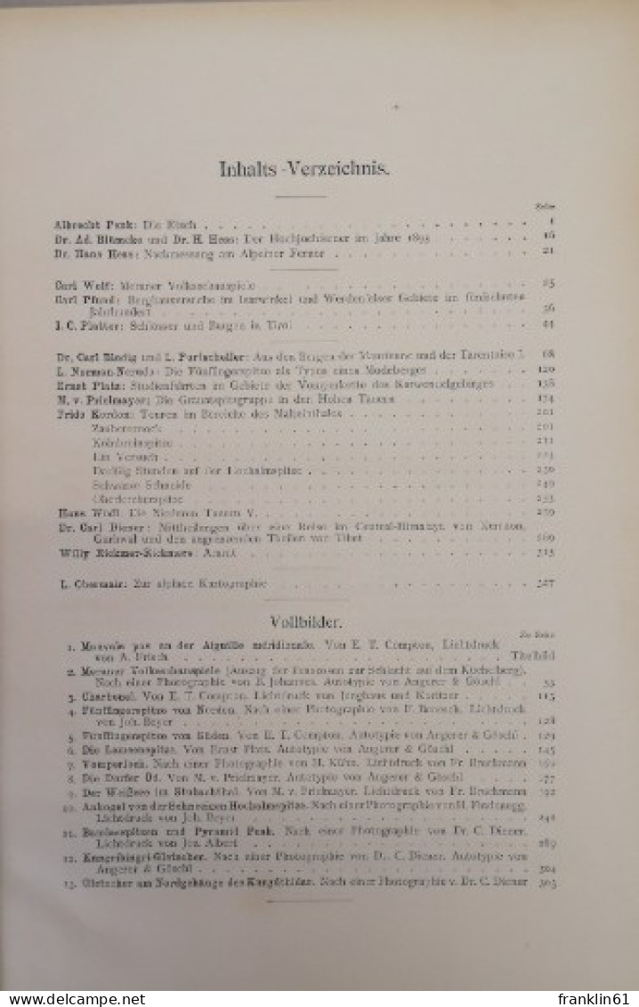 Zeitschrift Des Deutschen Und österreichischen Alpenvereins Redigiert Von H. Hess. Jahrgang 1895. Band XXVI. - Andere & Zonder Classificatie