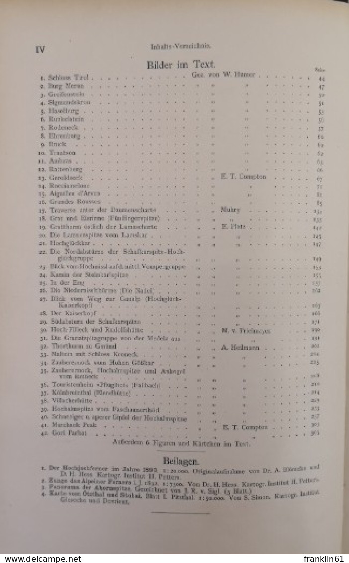 Zeitschrift Des Deutschen Und österreichischen Alpenvereins Redigiert Von H. Hess. Jahrgang 1895. Band XXVI. - Autres & Non Classés