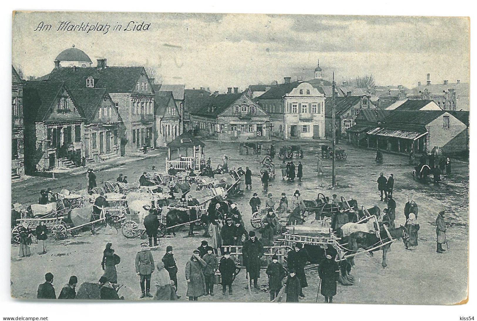 BL 42 - 20423 LIDA, Market, Left The Roof Of The Synagogue, Belarus - Old Postcard, CENSOR - Used - 1916 - Belarus