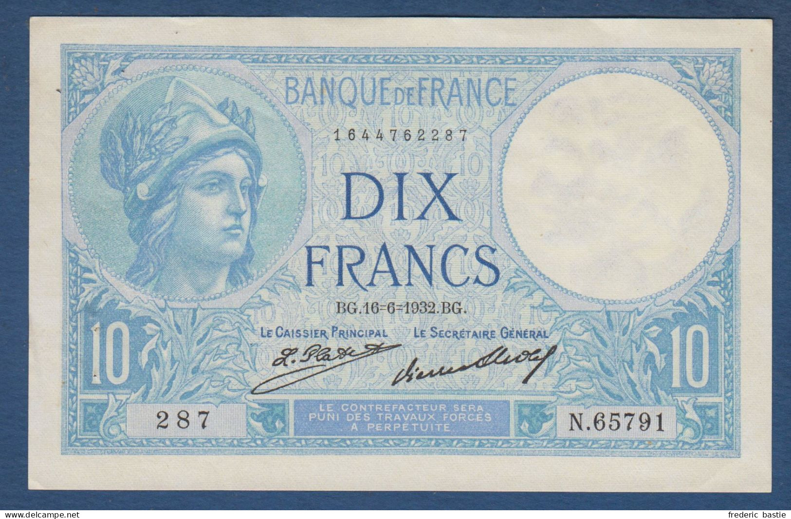 Billet De 10 Fr  Minerve  Du 16 - 6 - 1932 - 10 F 1916-1942 ''Minerve''