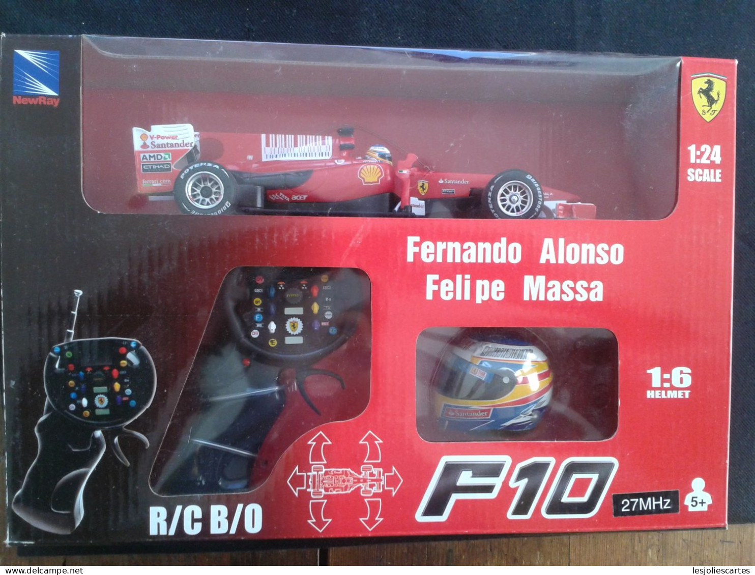 Newray 1/24 Ferrari F10 F1 Rc Formule 1 Alonso Massa Racing 1:24 Plus Casque 1/6 - Modelli Dinamici (radiocomandati)