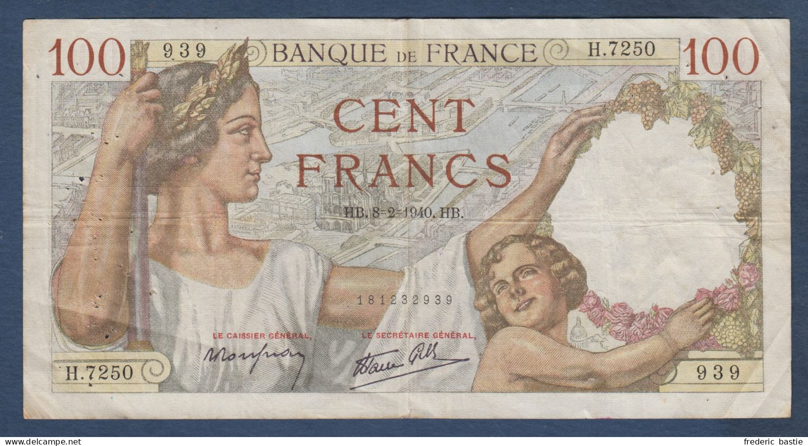100 Francs  SULLY Du  8 - 2 - 1940 - 100 F 1939-1942 ''Sully''
