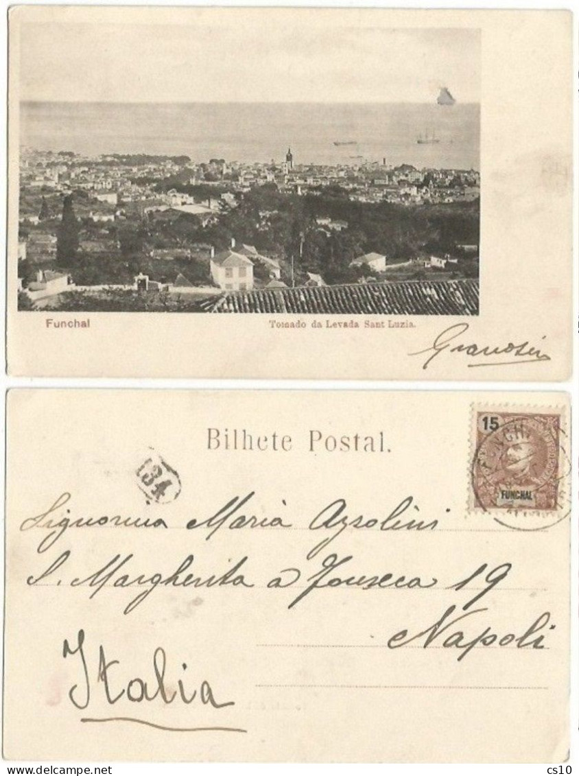 Portugal Islands Funchal Issue R.15 Solo Franking B/w Pcard "Tomado Da Levada S.Luzia" 16sep1906 X Italy Napoli - Funchal