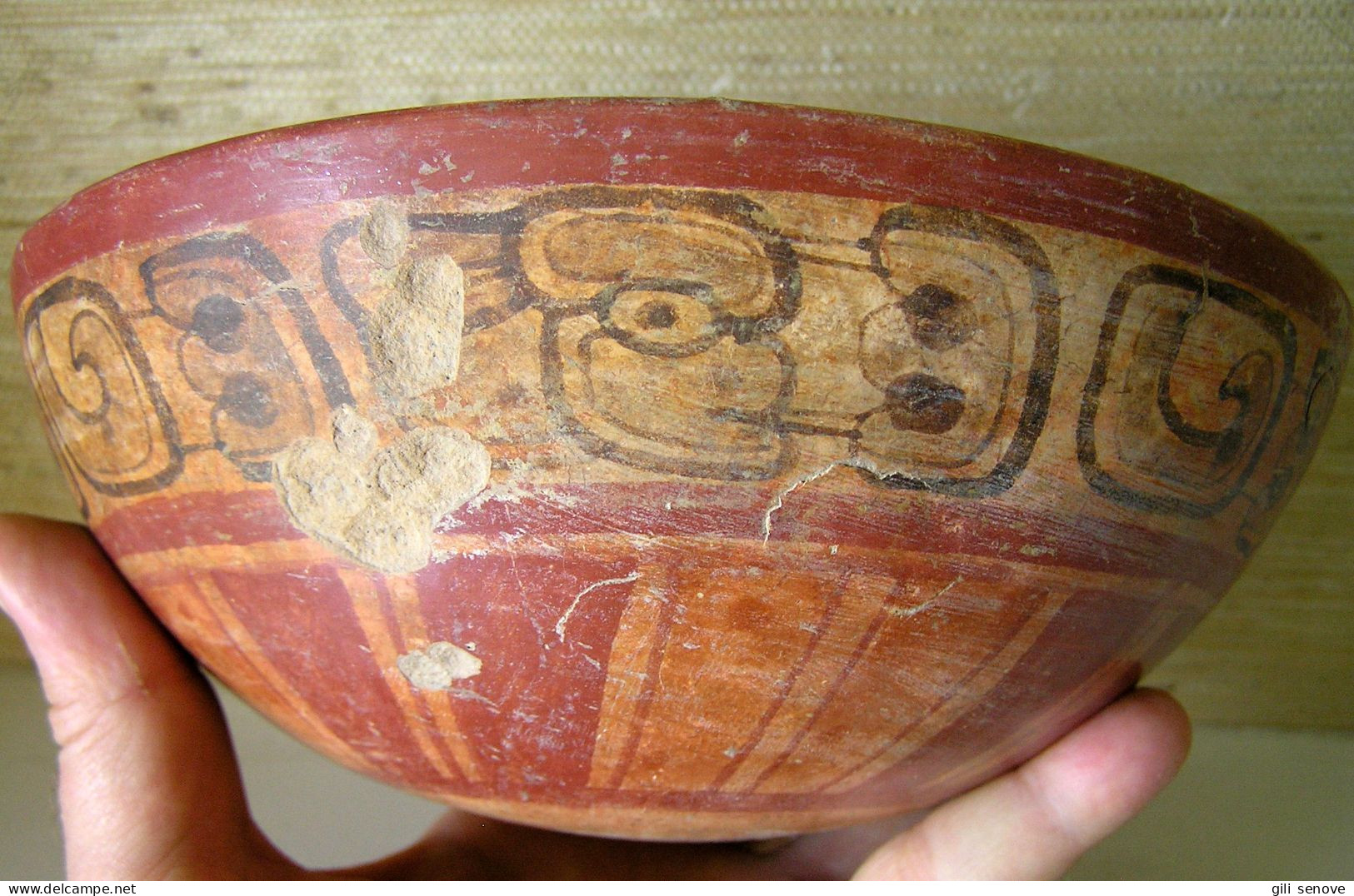 Pre-Columbian Mayan Polychrome Pottery Bowl