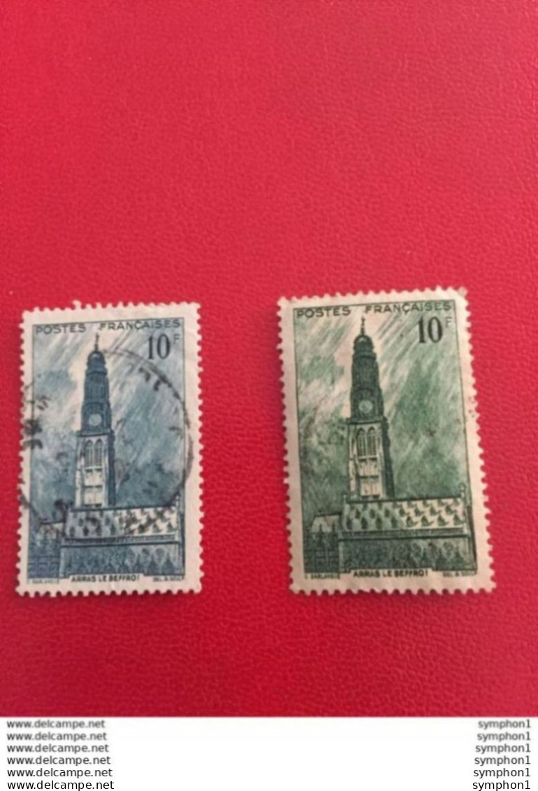 Timbres France 1942 - Arras Le Beffroi - 1 Vert + 1 Bleu - Used Stamps