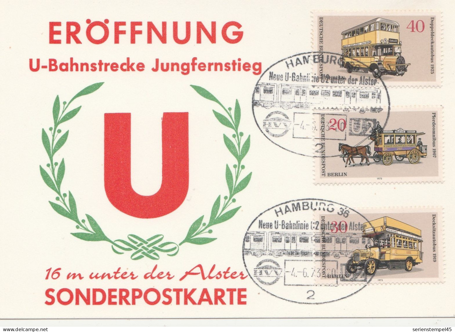 Motive  Verkehr & Transport  U Bahn Sonderkarte Eröffnung U Bahnstrecke Jungfernstieg Hamburg 1973 - Submarinos