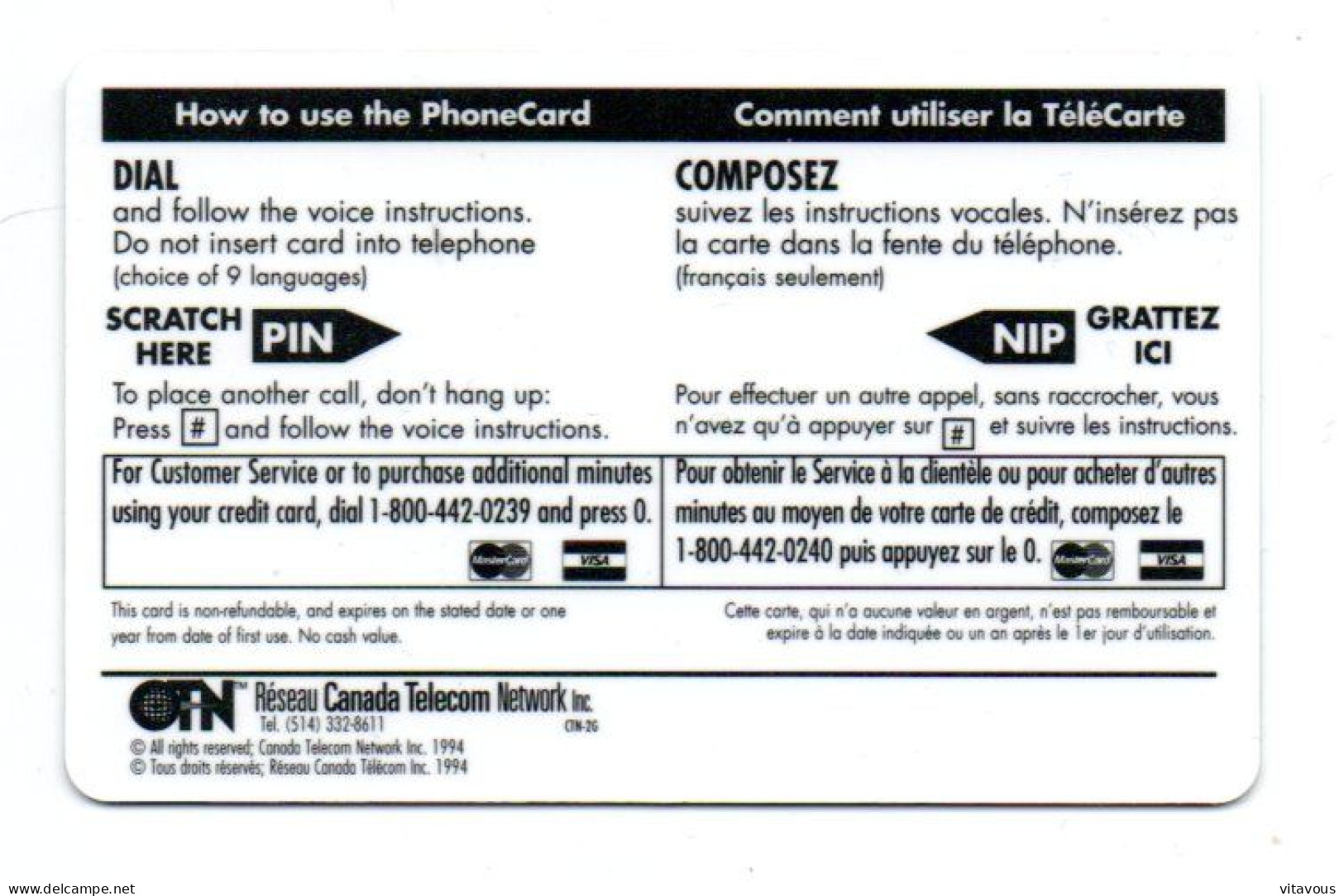 Ottawa  Carte Prépayée CANADA Card ( D 1006) - Canada