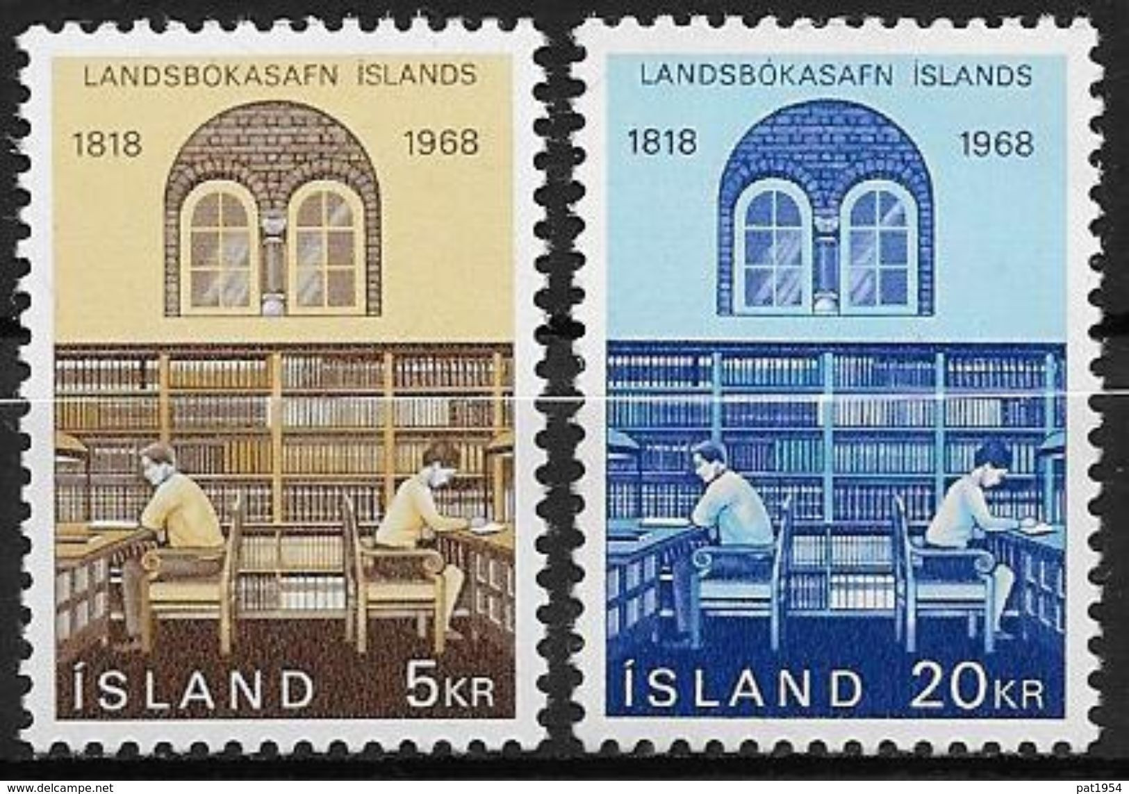 Islande 1968 N° 377/378  Neufs ** MNH Bibliothèque Nationale - Ungebraucht