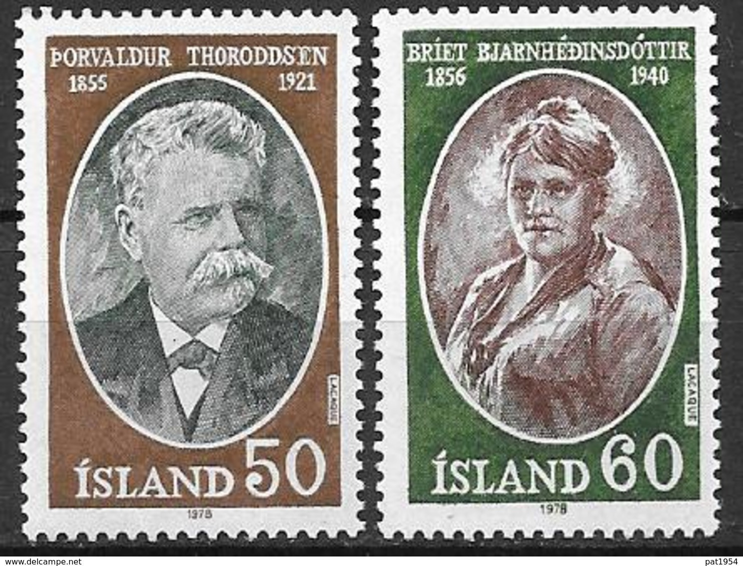 Islande 1978 N° 481/482 Neufs ** MNH Célébrités - Ungebraucht