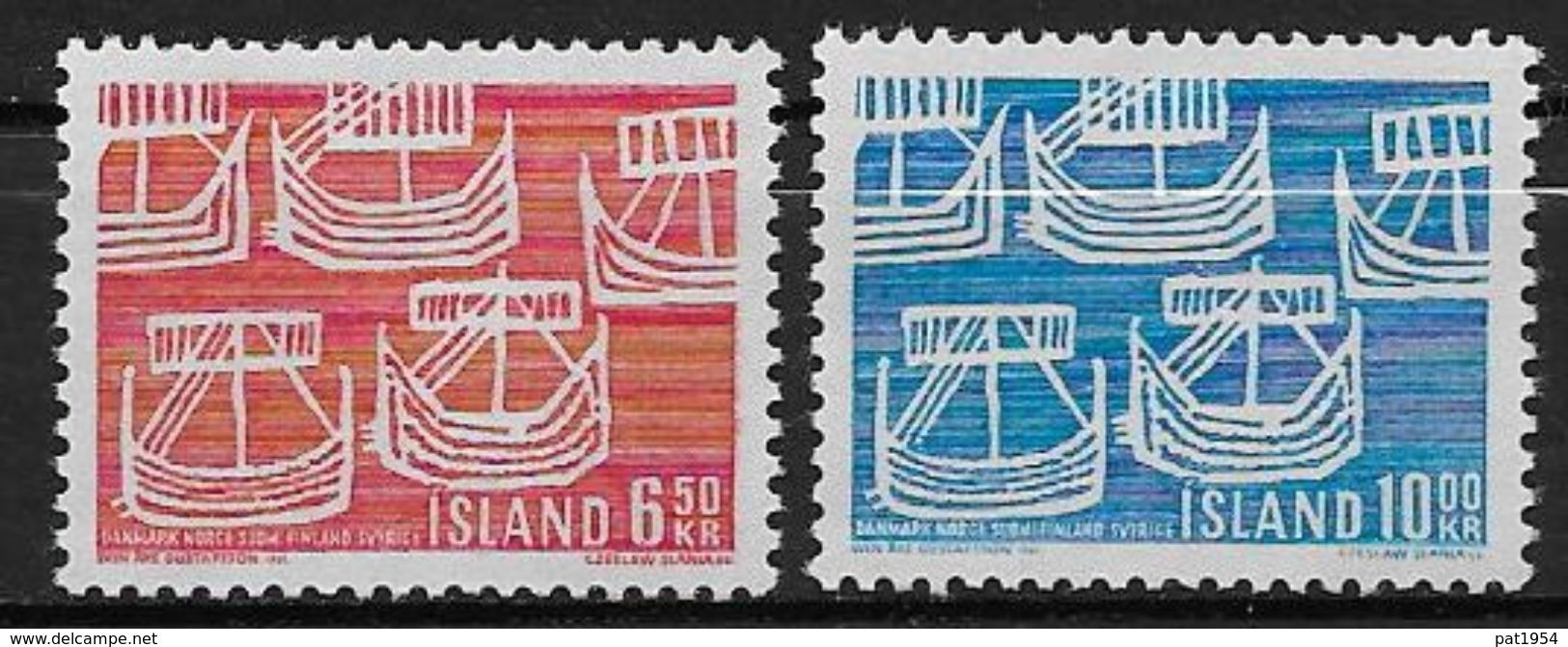 Islande 1969 N° 381/382  Neufs ** MNH Centenaire Communauté Scandinave Bateaux Vikings - Neufs