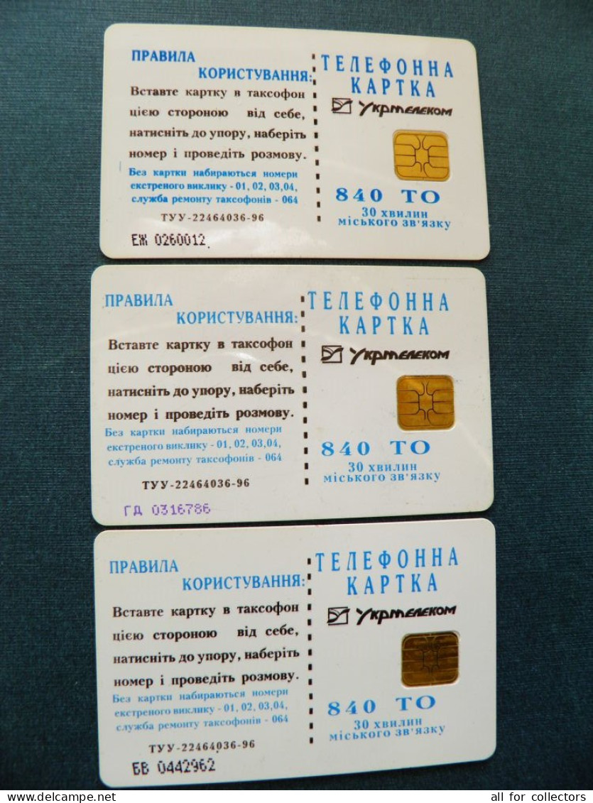 3 Different Cards Phonecard Chip New Year Christmas Noel K340 12/97 50,000ex. 840 Units Prefix Nr.EZh BV GD UKRAINE - Ucrania