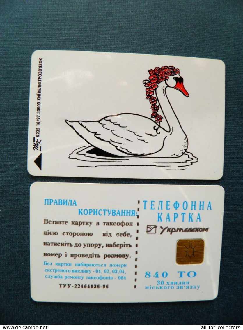 Phonecard Chip Animals Bird Oiseau Swan K235 10/97 30,000ex. 840 Units  UKRAINE - Ukraine