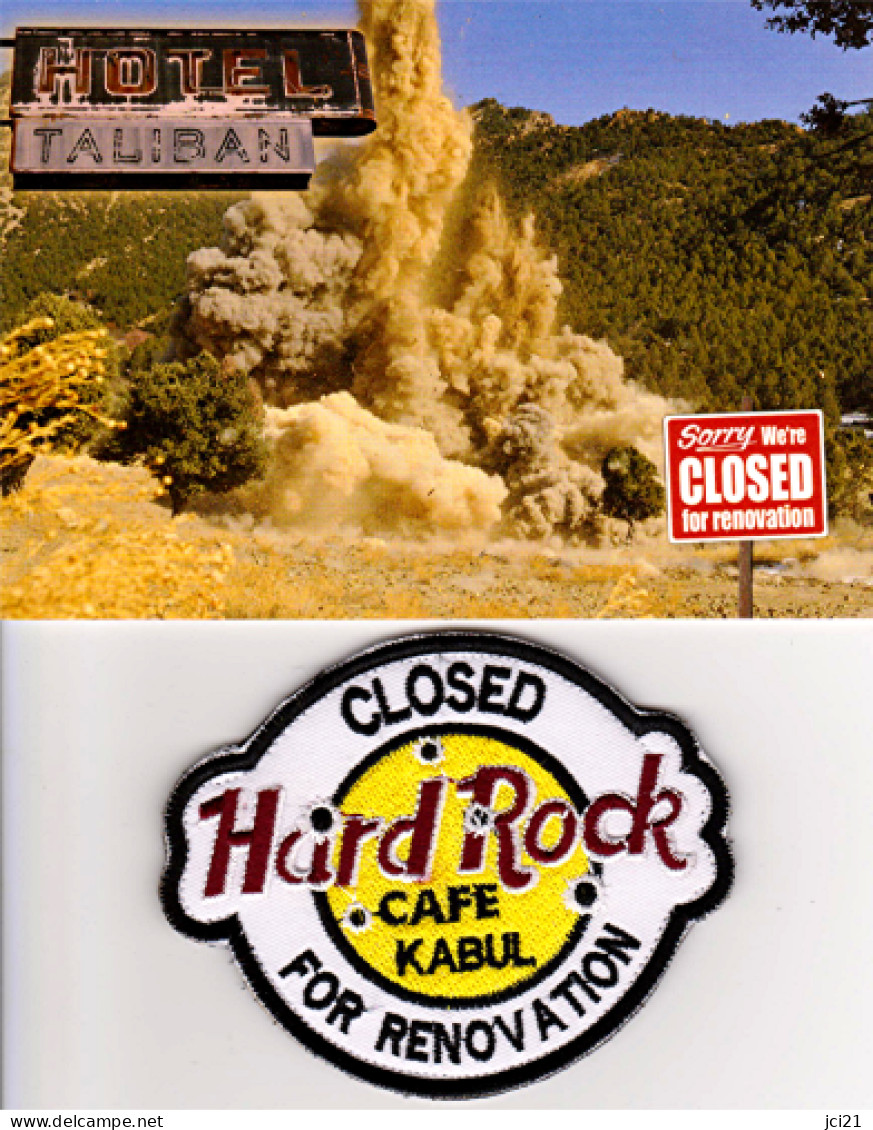 RARE Patch Velcro Avec Carte "Hard Rock Café Kabul - CLOSED FOR RENOVATION"  Force ISAF Au Camp KAIA De Kaboul_Da006 - Ecussons Tissu