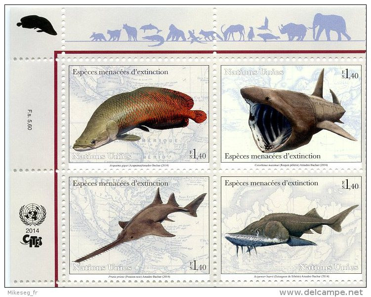 ONU Genève 2014 -  CITES Espèces En Danger Endangered Species ** MNH PF - Blocs-feuillets